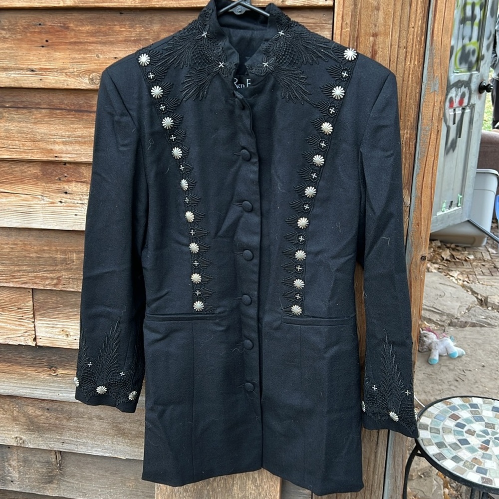 Vintage Ren Ellis Western-Style Embroidered Black Jacket